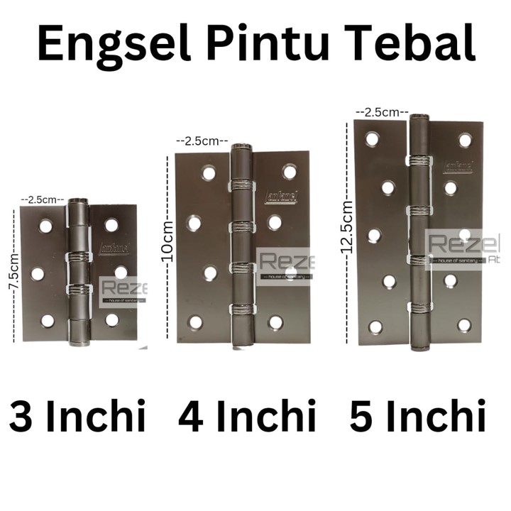 Engsel Pintu Tebal Stainless Chrome 3" 4" 5" - Engsel Jendel