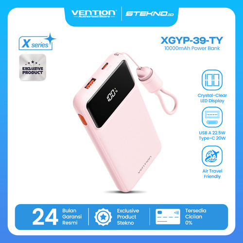 Vention CCC Powerbank Built-in Cable C to C Fast Charging 10000mAh 20000mAh LED Display Fast Charging 22.5W
