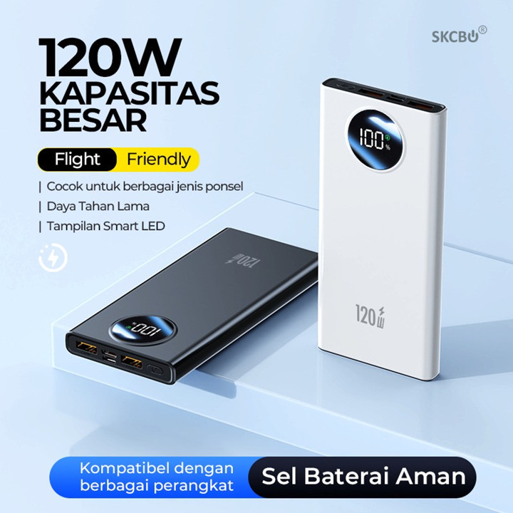 SKCBO 120W Super Fast Charging Power Bank Display Powerbank 20000mAh Dual Output Port USB & Type-C Garansi Original for iphone Samsung OPPO vivo xiaomi