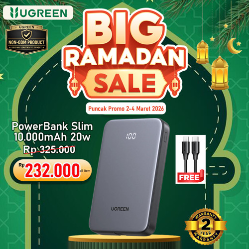 UGREEN PowerBank Slim 10.000mAh PD Type C Fast Charging 20w For iPhone Samsung Android