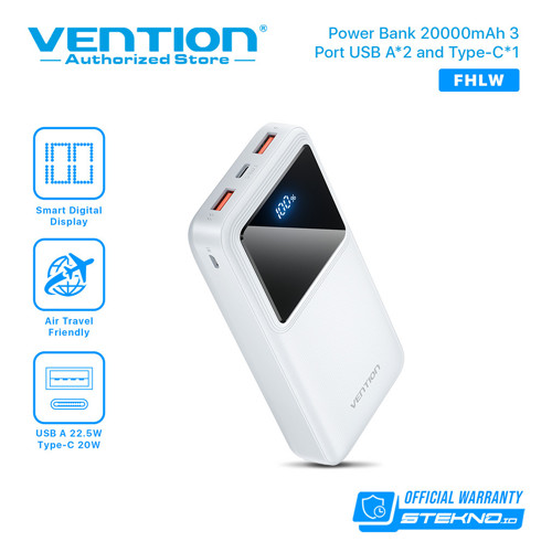 Vention Powerbank Fast Charging LED Display QC PD USB A Type C 10000 mAh 20000 mAh 22.5W CCC Certified