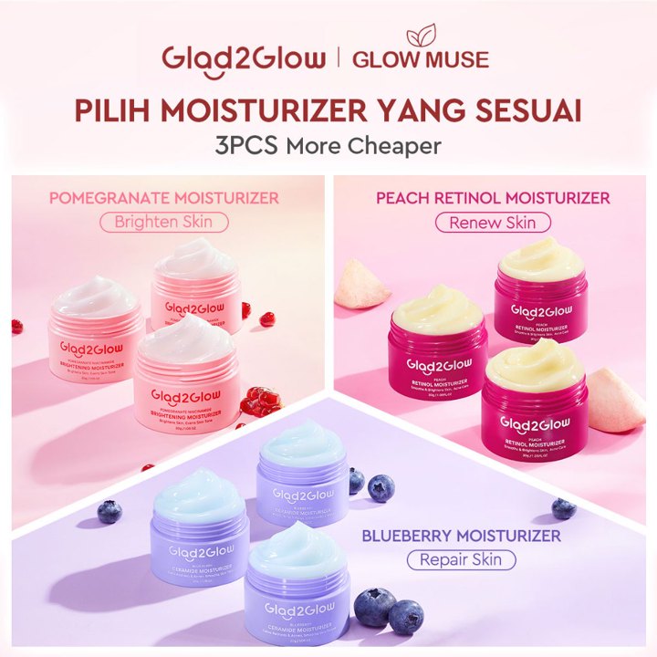 [100% ORI]Glad2Glow Moisturizer 3pcs Paket Skincare -Pomegra
