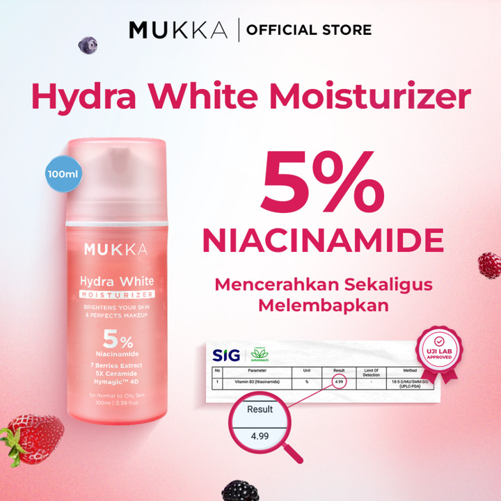 Mukka - Hydra White Moisturizer 100ml Pelembap Wajah Mencera