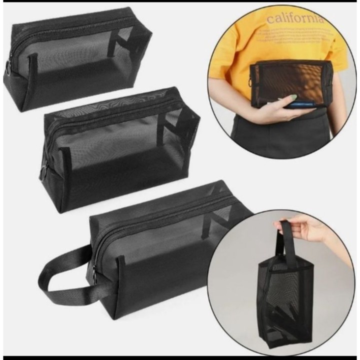 Tas makeup Kosmetik organizer pouch bag kotak jaring poliste