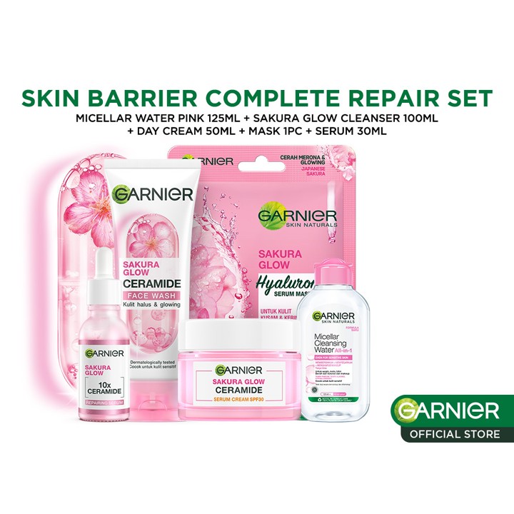 GARNIER Paket Skincare 1 Set Lengkap Sakura Glow Ceramide Sk