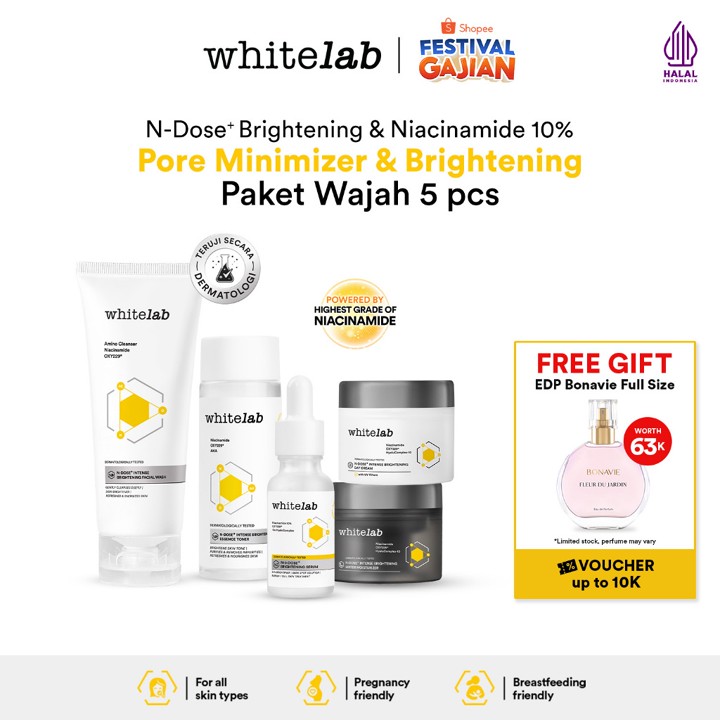Whitelab Paket Wajah Brightening Niacinamide Facial Wash, To