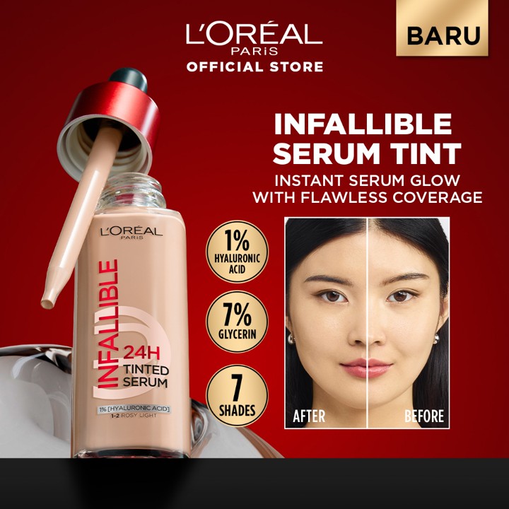 [BARU] L'OREAL PARIS INFALLIBLE 24H TINTED SERUM FOUNDATION LIGHTWEIGHT BREATHABLE RINGAN TAHAN HINGGA 24 JAM