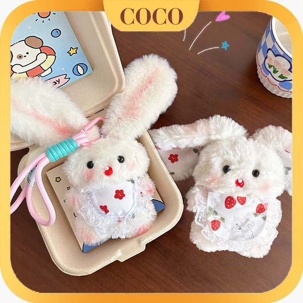 Squeaky lucu kelinci bertelinga panjang mewah gantungan kunc
