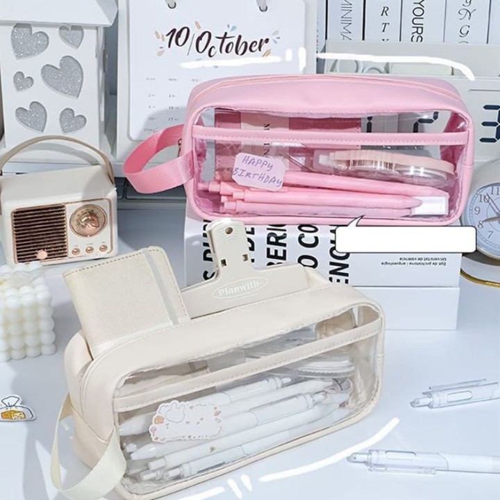 Tempat pensil korean kotak pensil transparan tempat pensil s