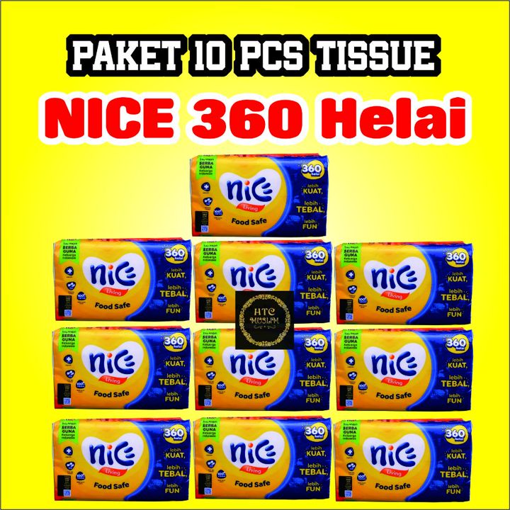 (PAKET 10 PCS) Tissue NICE Facial 180 Sheets 360 Helai 2 Ply