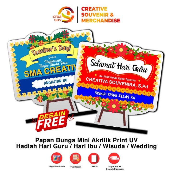 Creasov - Papan Bunga Mini Karangan Bunga Akrilik Print UV H