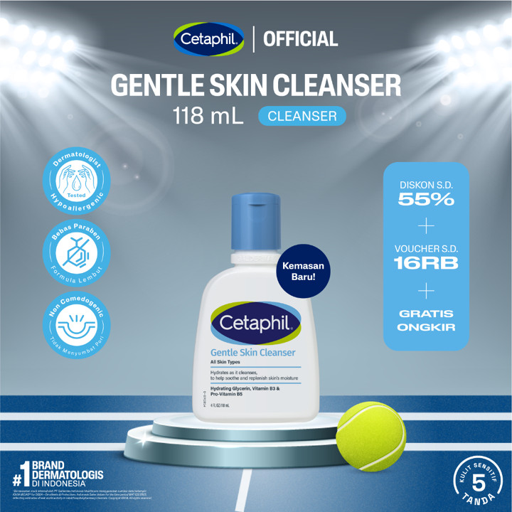 Cetaphil Gentle Skin Cleanser 118ml dengan Niacinamide, Glyc