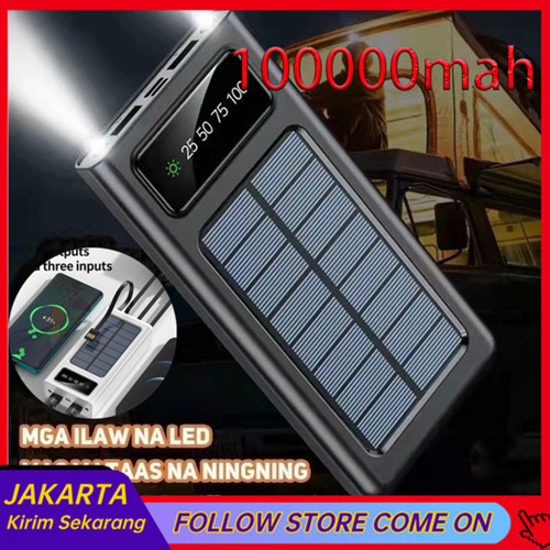 50000/100000 mAh Powerbank Robot Power Bank Solar Cell Tenaga Surya Portable Led Indikator Multifungsi 66w mini powerbank