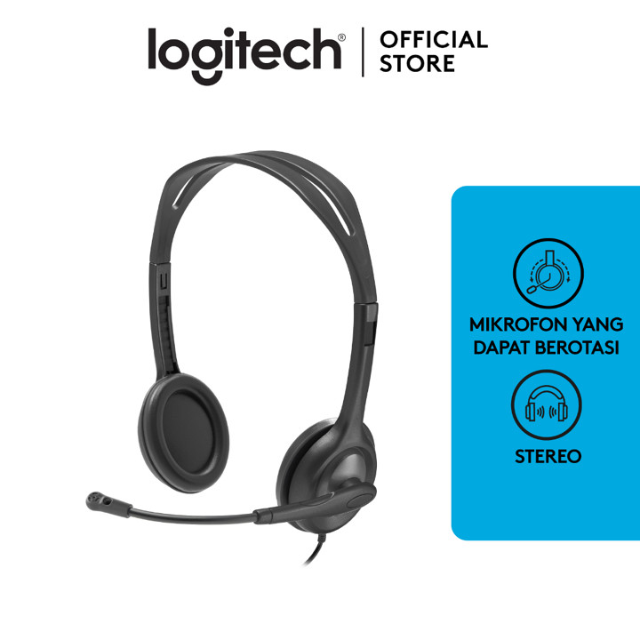 Logitech H111 Headset Stereo dengan Headband Adjustable dan Single Jack 3.5mm