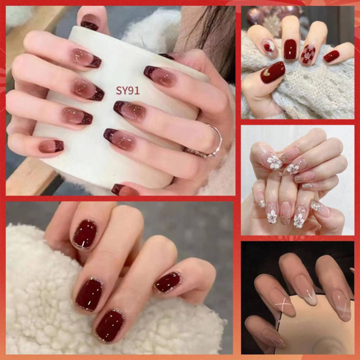 24pcs 3D kuku palsu extension kuku palsu grosir kuku nail al