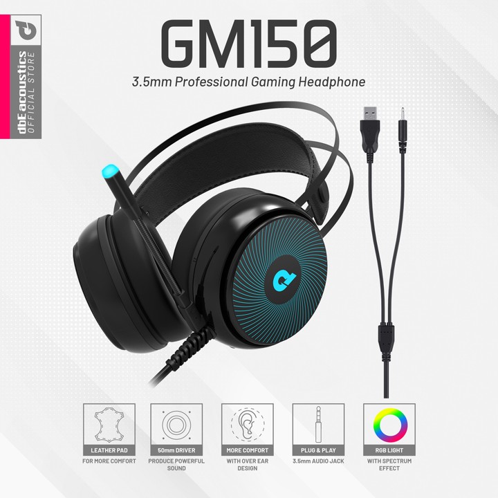 dbE GM150 3.5mm Professional Gaming Headphone Gaming Headset Free Spliter