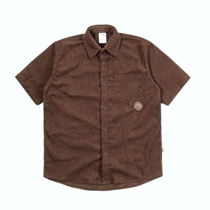 Easternwood Kemeja Corduroy Lengan Pendek  Polos Coklat Brow