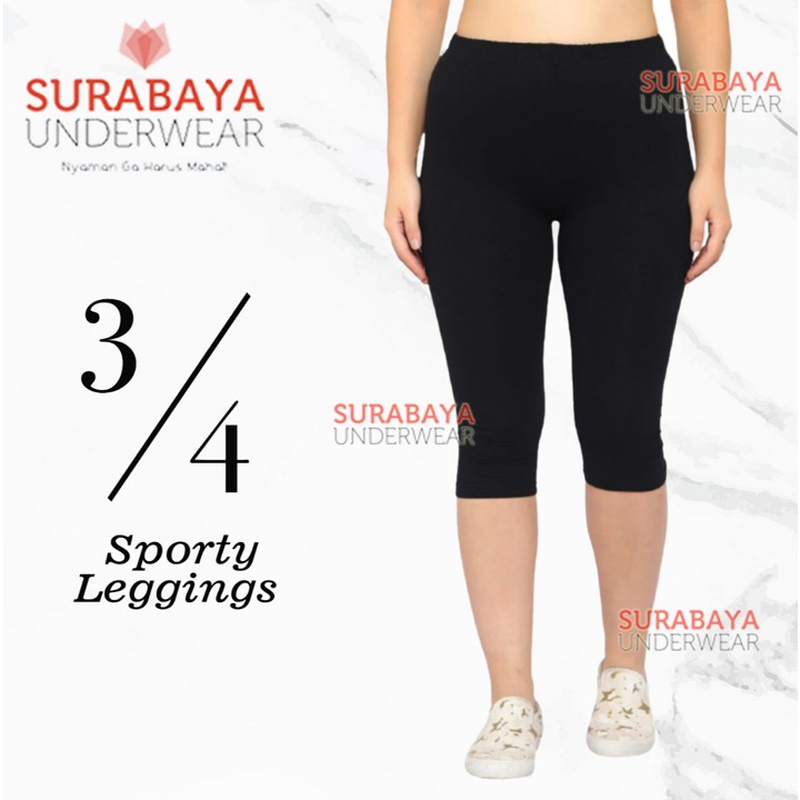 SPORTY LEGGINGS HITAM POLOS  3/4 DIBAWAH LUTUT