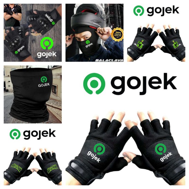 masker buff, sarung tangan, Balaclava logo gojek