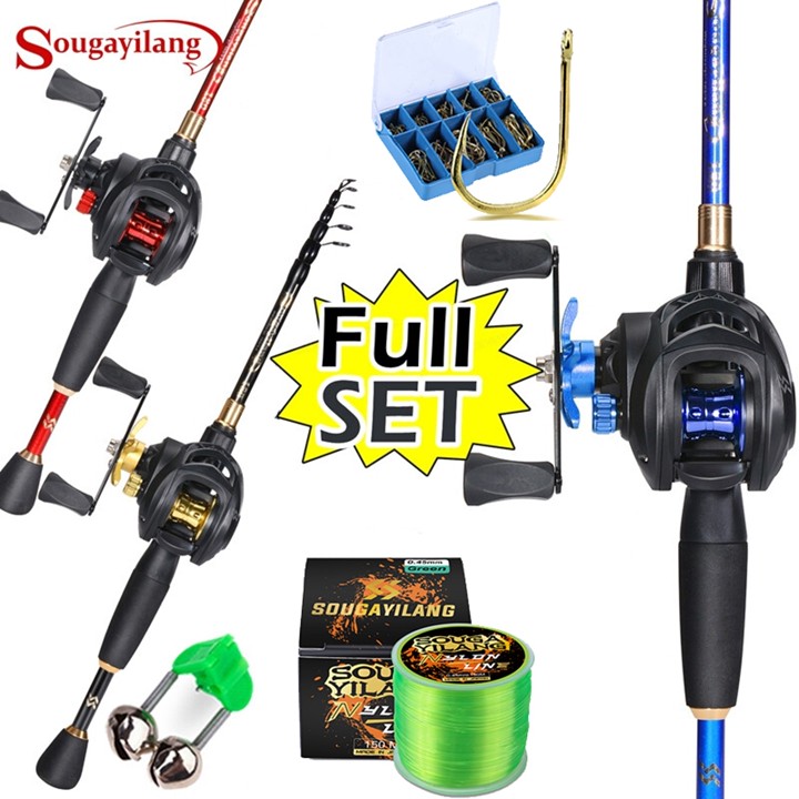 Sougayilang Joran Pancing Set 1.8/2.1/2.4m Joran Set Reel Ca