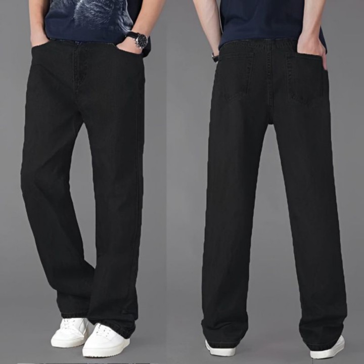 Celana Jeans Standart Denim Pria Lurus Longgar