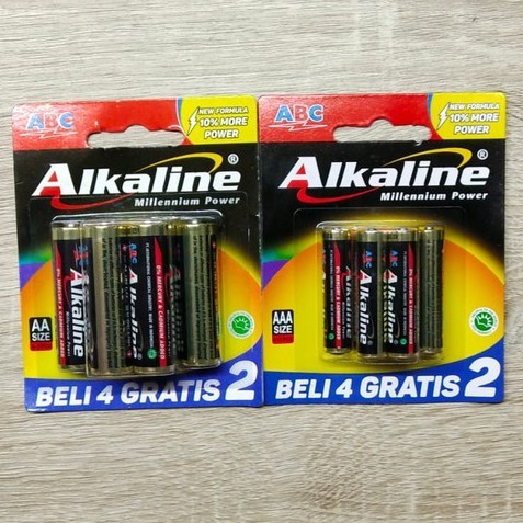 BATERAI ABC BATTERY ALKALINE AAA BATRE A3 AAA isi 6 (4 + 2) 