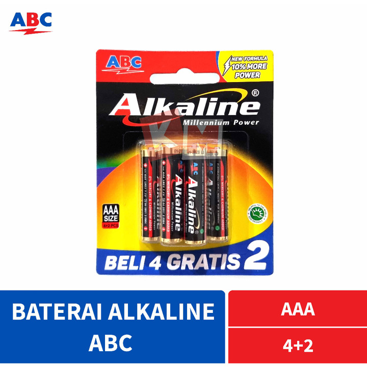 Baterai ABC Alkaline AAA / A3 4+2 Isi 6 LR03 1.5V Battery