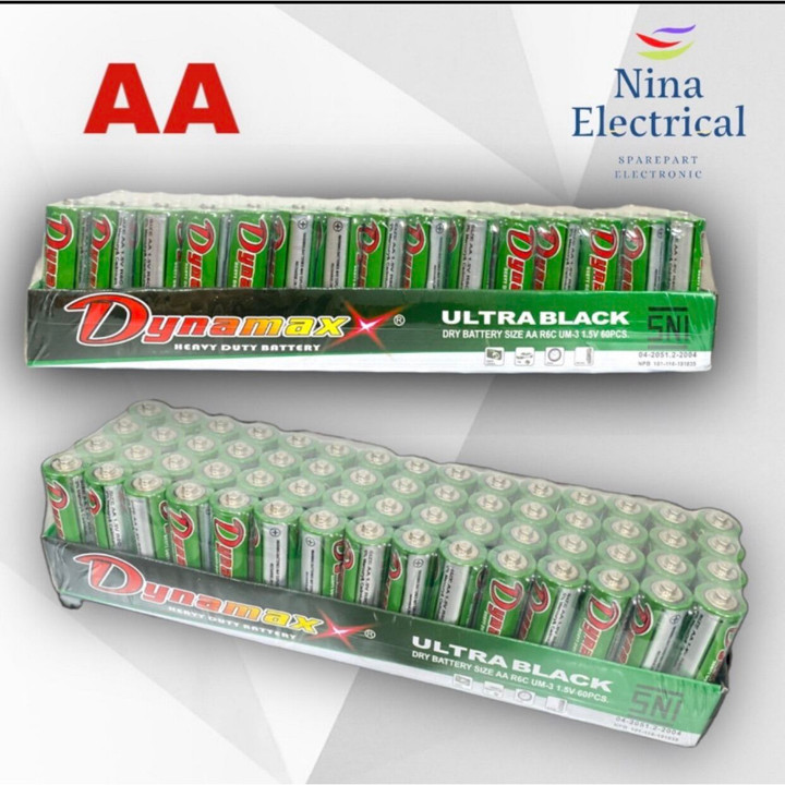 60 pcs BATERAI A2 / A3 DYNAMAX -  BATRE AA / AAA TEKNOX + BA