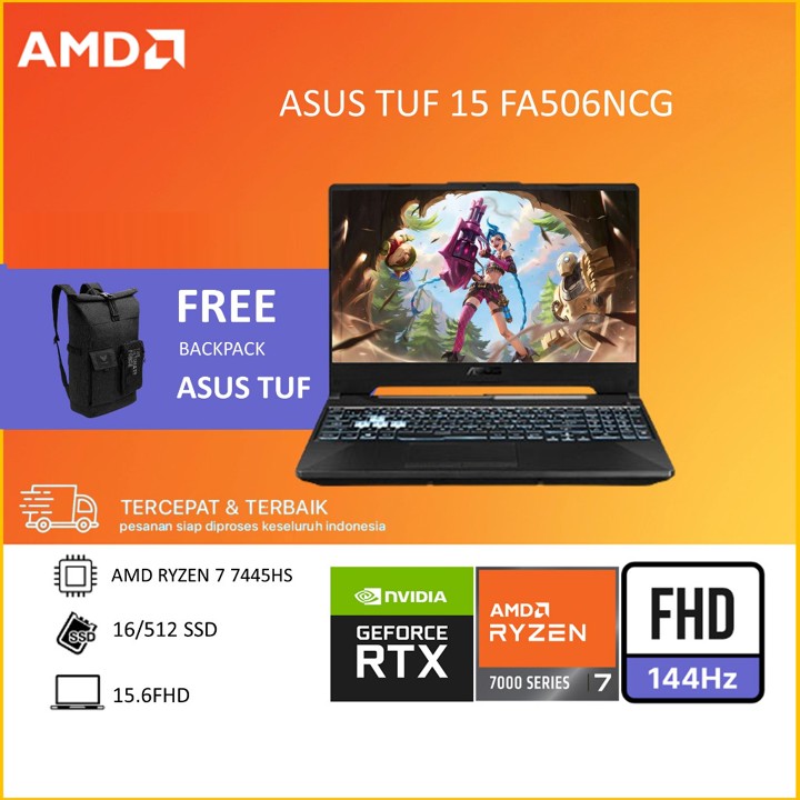 ASUS TUF A15 FA506NCG RYZEN 7 7445HS RTX3050 4GB/ RAM 16GB 5