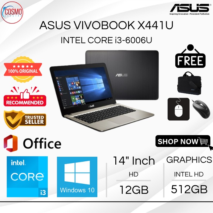 LAPTOP ASUS VIVOBOOK X441U INTEL CORE i3-6006U | RAM 12GB SS