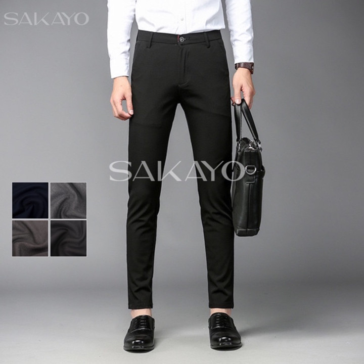 SAKAYO - Celana Kantor Formal Kerja Pria Slimfit Bahan Dasar