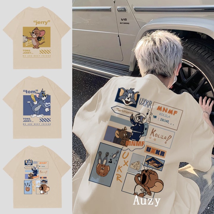 AUZY Kartun kaos pria wanita T-shirt baju oversize t shirt d