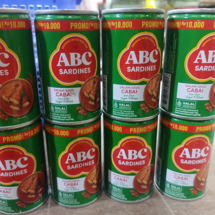 Sarden Kaleng ABC 155g - Saus Cabai, Ekstra Pedas, Tomat