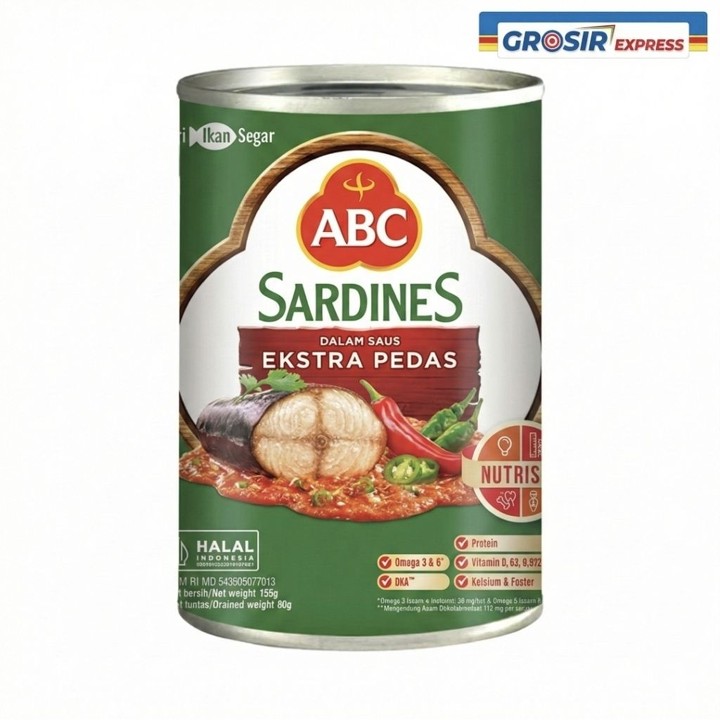 Sarden ABC Extra Pedas 155g (Kecil) [Grosir/Dus] - Ikan Sard