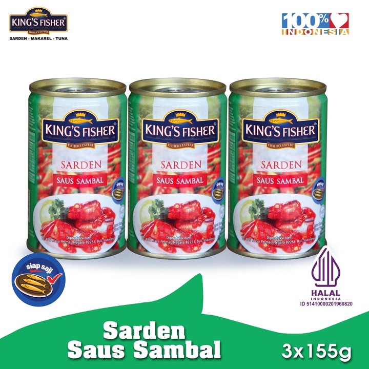 King's Fisher Paket 3 pcs Sarden mini saus sambal Makanan Ka
