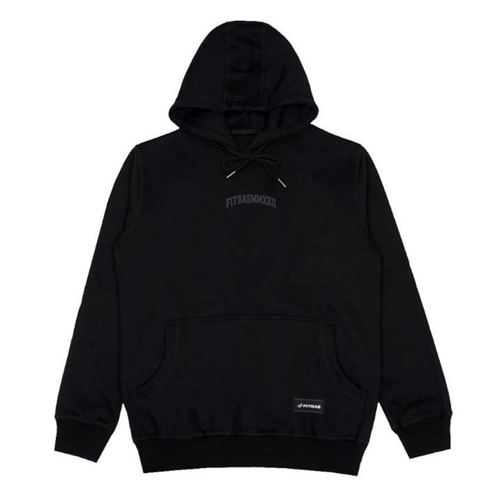 FITRAS - Hoodie Pria Simple Font Black Size M-L-XL-XXL