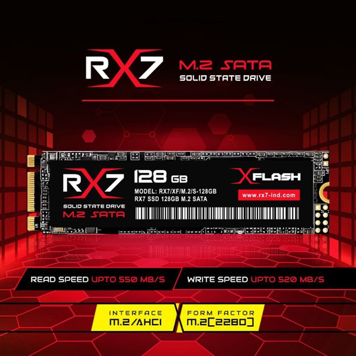 SSD M2 SATA / M.2 SATA / M2SATA 128GB RX7 RESMI (GARANSI 3 T