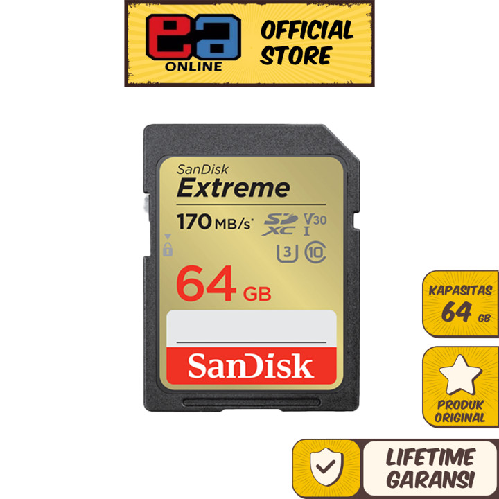 SanDisk SDXC Card Extreme 64GB UHS-I U3 V30 for 4K UHD (Up t