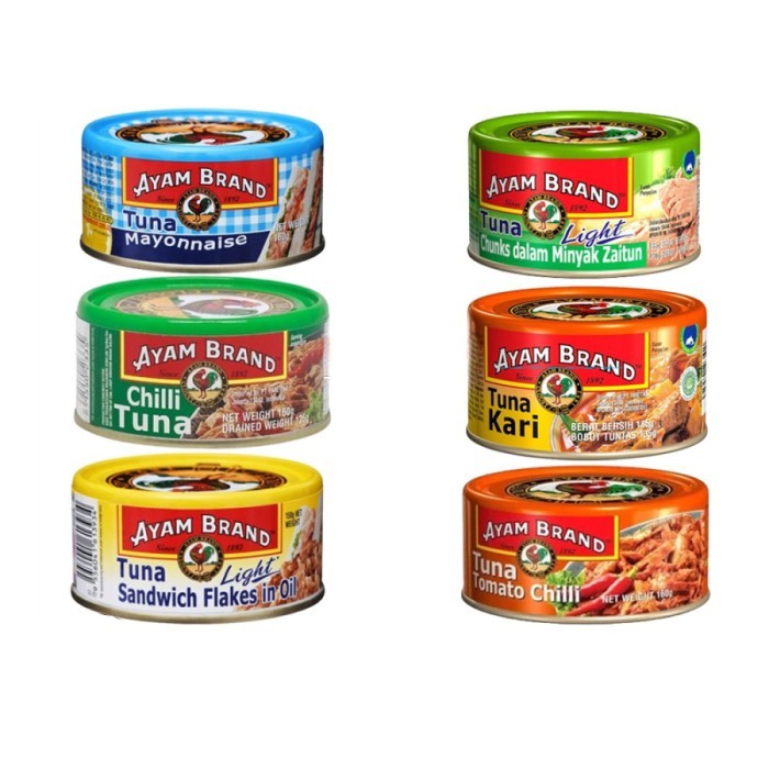 AYAM BRAND 160 GR IKAN TUNA KALENG RASA TOMAT CHUNKS IN OIL 