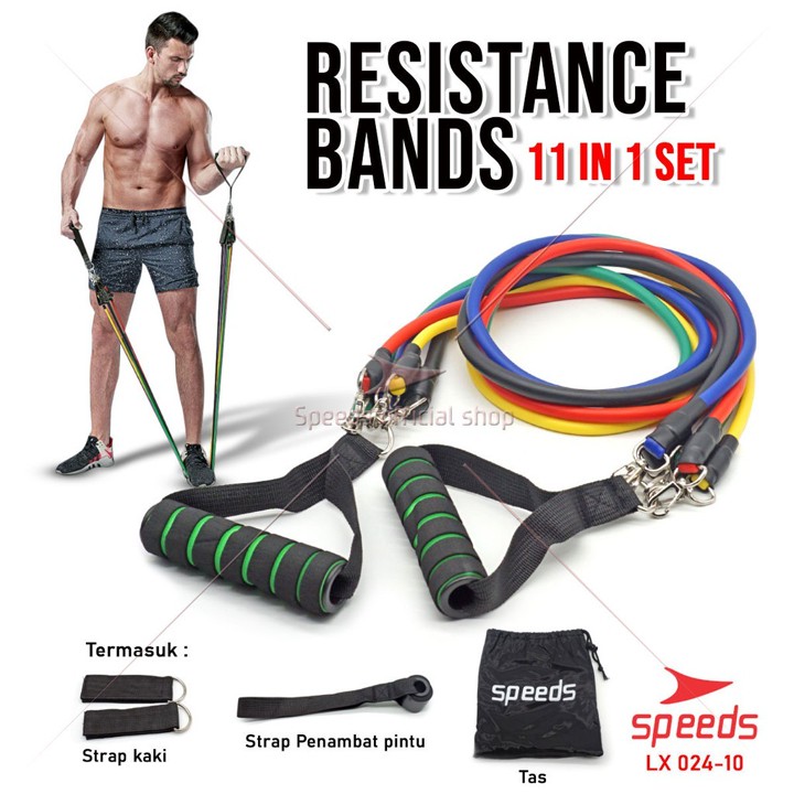 SPEEDS Resistance Bands 11 in 1 Set Tali Pembantu Resistance