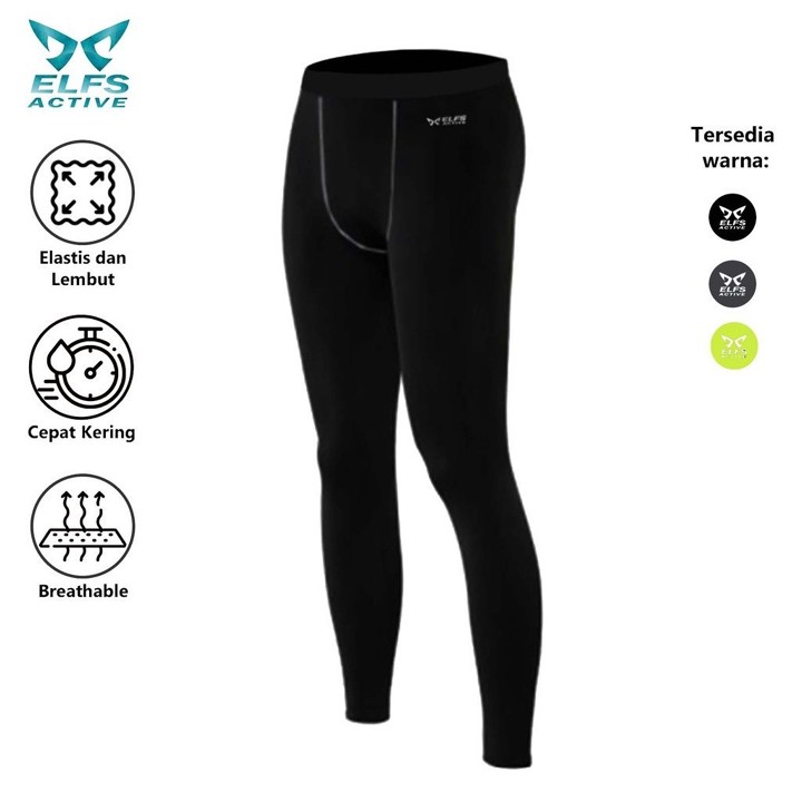ELFS ACTIVE Celana Panjang Olahraga Pria Baselayer Legging S