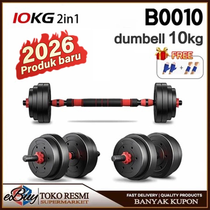 e-Buy Dumbbell Barbell Peralatan Fitness Set 10 Kg Dapat Dih