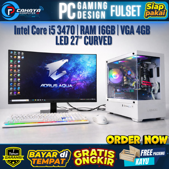 PC Gaming Design Full Set Intel I5 3470 | RAM 16GB | SSD 128