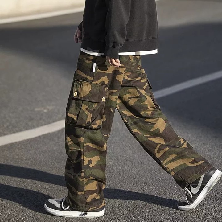 Celana cargo panjang pria Hijau Army baggy pants straight ce