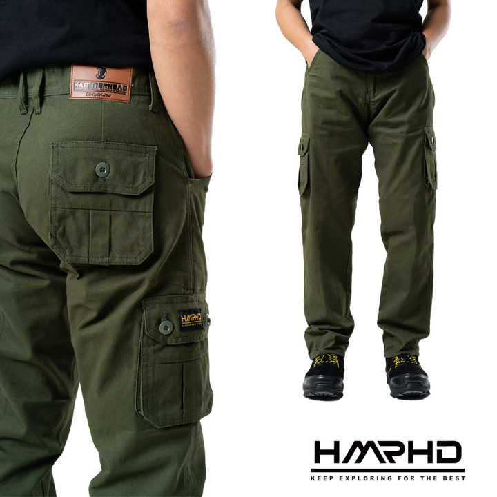 HMRHD Celana Cargo Panjang Warna Green Army