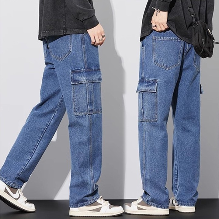 Celana cargo panjang pria celana denim dewasa laki laki karg