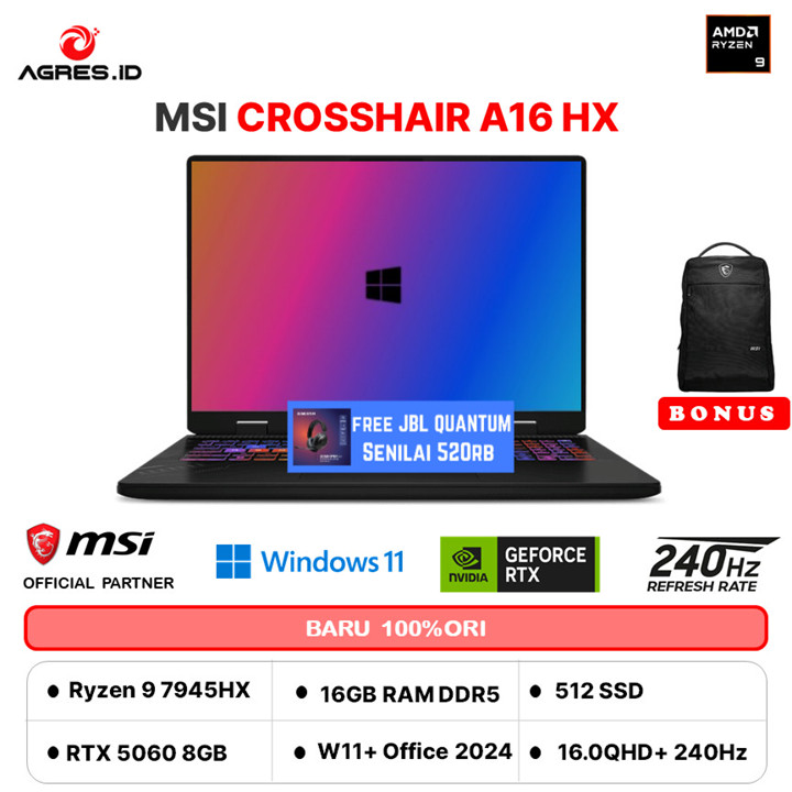 MSI CROSSHAIR A16 HX RYZEN 9 7945HX RTX5060 8GB - RAM 16GB 5