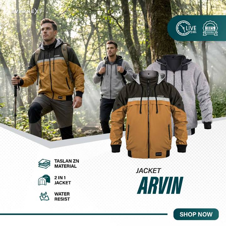 Evernext - Jaket Bolak Balik Pria Jaket Motor Cowok Jaket Ou