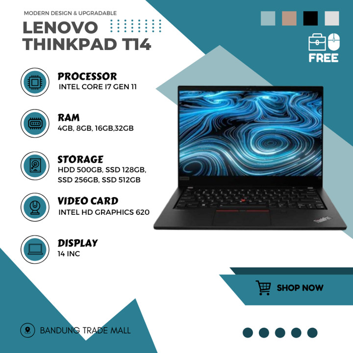 Laptop Lenovo ThinkPad T470 T480 T490 T14 Core I5 | I7 RAM 1