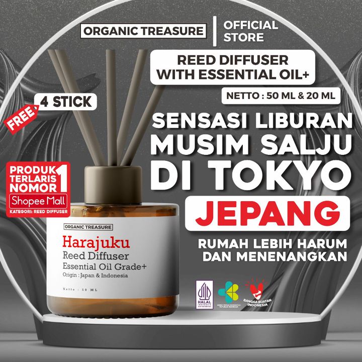 ORGANIC TREASURE - Premium Reed Diffuser with Essential Oil 